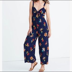 Madewell Plumeria Cutout Jumpsuit in Bird of Paradise Navy Floral-00